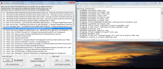 HijackThis - výsledky a log