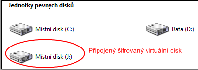 Připojený šifrovaný disk