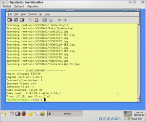 SystemRescueCD - Výsledky antivirového testu