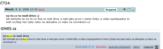 Spam TN.cz na konkurenčních serverech